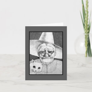 Cartão Halloween Witch w/ Cat Card