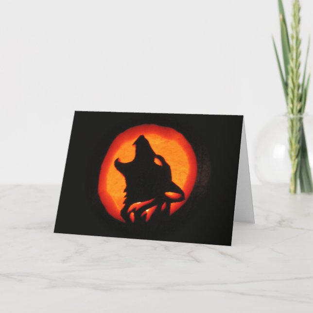Cartão Halloween Wolf Howling (Frente)
