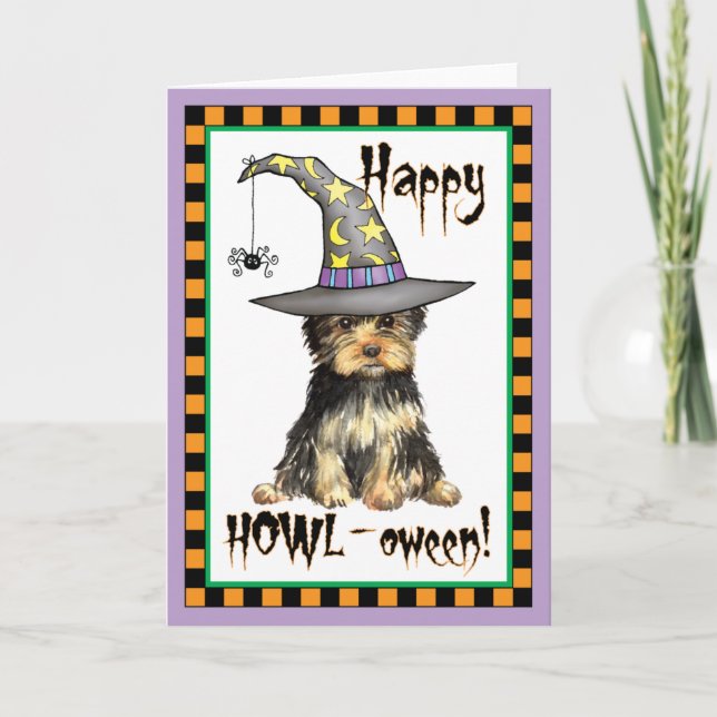Cartão Halloween Yorkie (Frente)