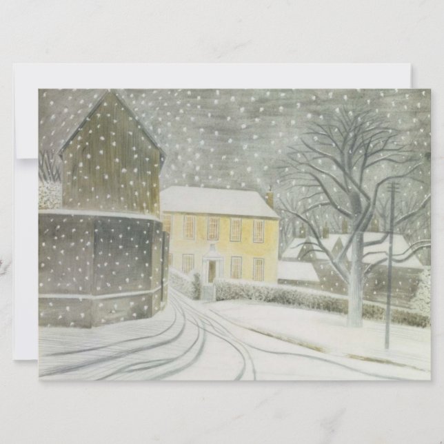 Cartão Halstead Road na Neve (por Eric Ravilious) (Frente)