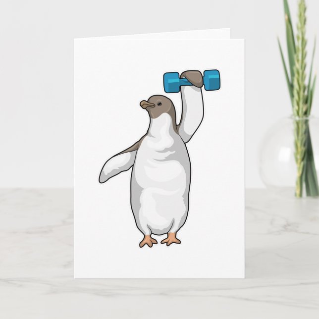 Cartão Halter de musculação Penguin (Frente)
