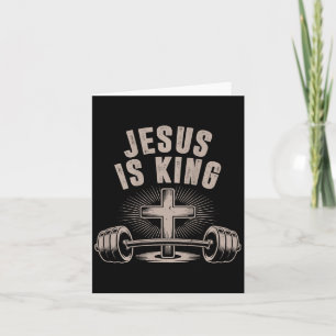 Cartão Halteres Cruz Jesus É Rei Treino Cristão Engraçado