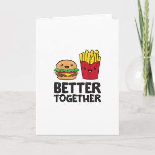 Cartão Hamburger e Batata Frita Amam Comida Rápida Melhor