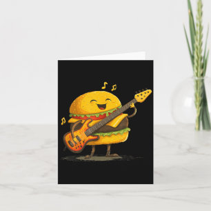 Cartão Hamburger Sorrindo com Guitarra para Rocker de Fas