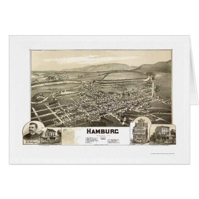 Cartão Hamburgo, mapa panorâmico do PA - 1889 (Frente Horizontal)
