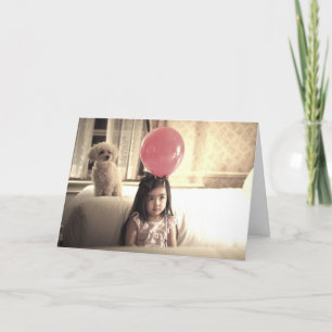 Cartão HAMbWG  Greeting Card - Girl with balloon & puppy