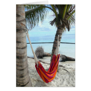 Cartão Hammock na placa de Vazio Caribe Beach