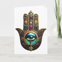 Hamsa Marrom Colorido Ouro Arco-íris Terceiro Olho