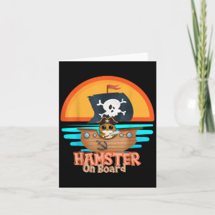 Cartão Hamster a Bordo Pirata Divertido Eu Amo Hamster 