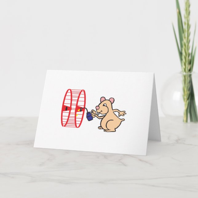 Cartão hamster bobo na roda de óleo (Frente)