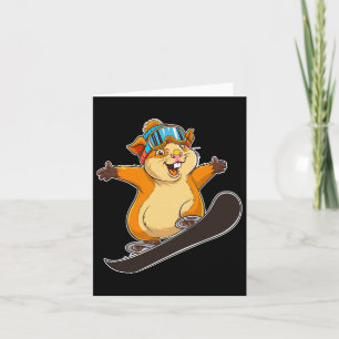 Cartão Hamster Bonito De Snowboard Com Óculos