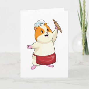 Cartão Hamster como padeiro com rolo de massa