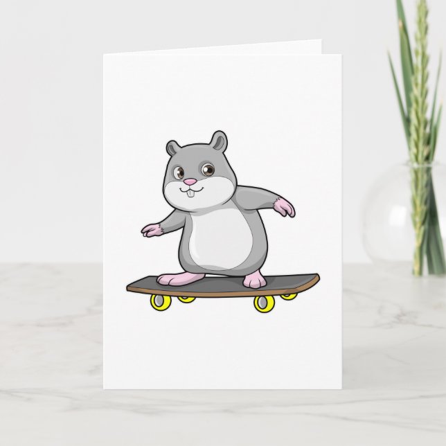 Cartão Hamster como Patinador com Skate (Frente)
