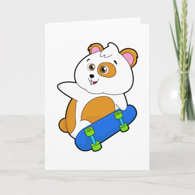Cartão Hamster como skatista com skate (Frente)