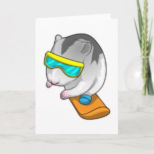Cartão Hamster Snowboarder Esqui