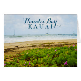 Cartão Hanalei Bay Kauai Hawaii Beach e Boats