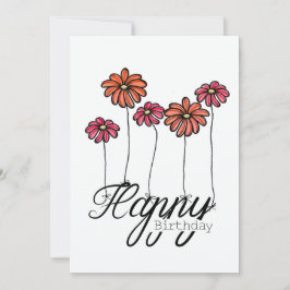 Cartão Hand-Drawn Birthday Card With Red Flower Balloons