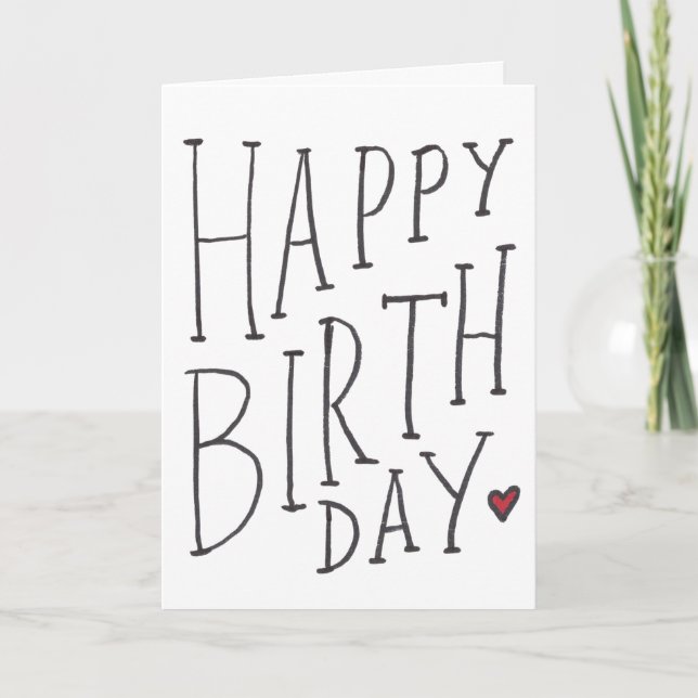 Cartão Hand Drawn Happy Birthday Folded (Frente)