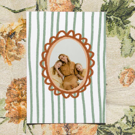 Cartão Hand-Drawn Photo Frame Striped Mother's Day