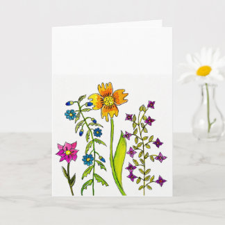 Cartão Hand-Drawn Wildflower Trio Greeting