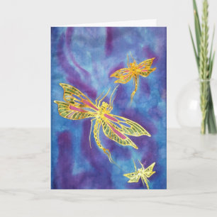 Cartão Hand Painted Silk Dragonfly Card