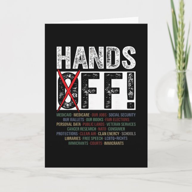 Cartão Hands Off Our Rights Protect Democracy  (Frente)