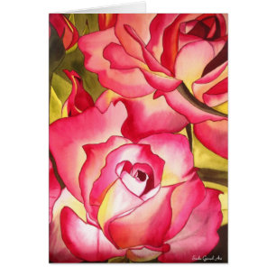 Cartão Hannah Gordon rosa rosa rosa-rosa arte aquática