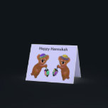 Cartão Hannukah Driedel Koala<br><div class="desc">Ilustração gráfica de koalas brincando com driedels para Hannukah. Trabalho de arte por Magins Creations.</div>