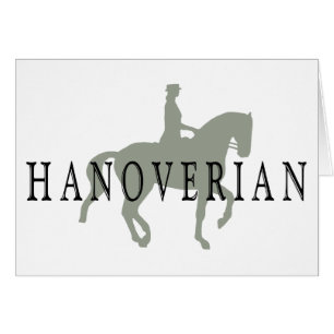 Cartão HANOVERIAN com cavalo & cavaleiro do adestramento