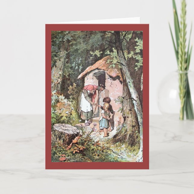 Cartão Hansel e Gretel com a bruxa má (Frente)