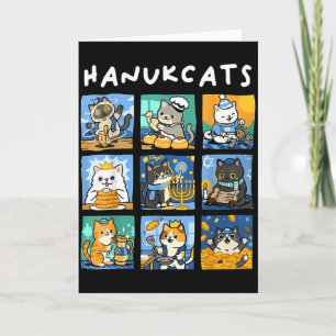 Cartão Hanukcats Hanukkah Gato Menorá Gif Judaico Chanuka