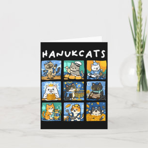 Cartão Hanukcats Menorá de Gatos do Hanukkah Gif Judaico