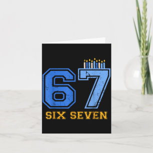Cartão Hanukkah 67 Seis Sete Menino Menina Crianças 67 Me