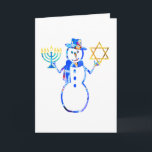 Cartão Hanukkah, bonitão judeu Menorah Star de David<br><div class="desc">Celebre as férias judaicas com este adorável Chanukah Snowman! Dons engraçados de Chrismukkah para meninos, meninas. Cartão de excelente para netos de avós. Bubbeh Bubbee Bubbie Zaydeh Zaydee Pais engraçados Engraçado Hanukkah para filho, filha. Excelente para os amigos do Rabino e do Templo. Homem de neve com Estrela de David...</div>