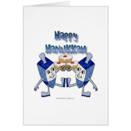 Cartão Hanukkah Dancing Dreidels e Jelly Doughnut