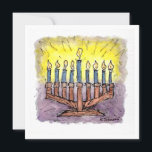 Cartão Hanukkah de Aquarela Menorah<br><div class="desc">"Menorah" é uma pintura original a tinta e a aquarela impressa numa placa de dois lados. O lado de trás é vazio para você adicionar suas saudações a Hanukkah.</div>