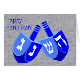 Cartão Hanukkah Dreidels no divertimento azul e branco