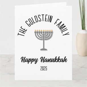 Cartão Hanukkah Jewish Chanuka Personalizado Nome da Famí
