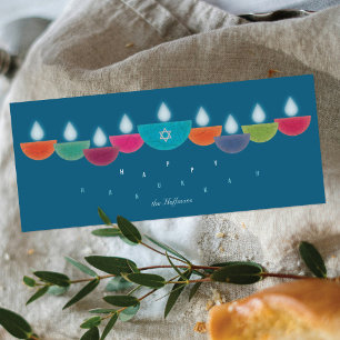 Cartão Hanukkah Lâmpada de óleo colorida Menorah