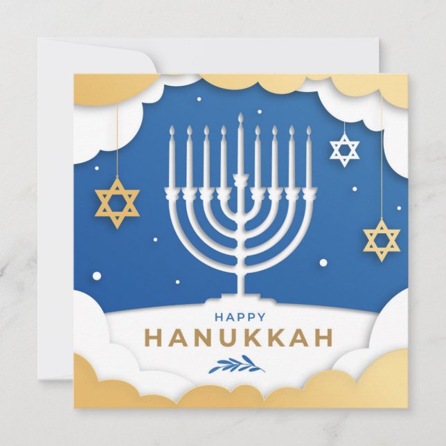 Cartão Hanukkah Menorah (Frente)