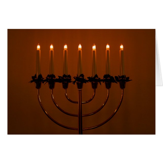 Cartão Hanukkah Menorah (Frente Horizontal)