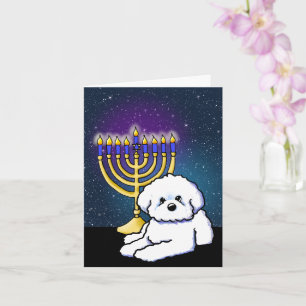 Cartão Hanukkah Menorah Bichon