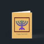 Cartão Hanukkah Menorah Feliz<br><div class="desc">Um dentro de Menorah colorido chico,  um quadro vermelho sobre um fundo de amarelo escuro. Perfeito para enviar para sua família e amigos.</div>