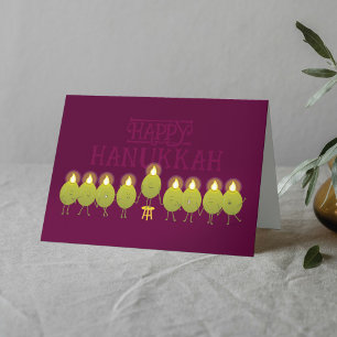 Cartão Hanukkah Menorah Olives, Grupo de Dobragem de Vinh