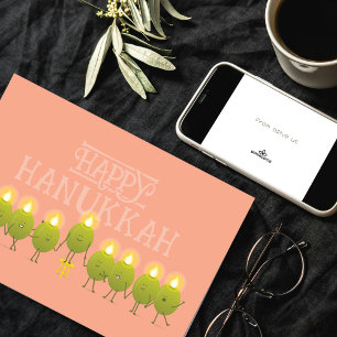 Cartão Hanukkah Olive Menorah   Logotipo corporativo do P