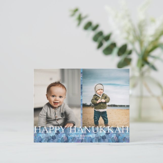 Cartão Hanukkah Pintado à Mão (Em pé/Frente)