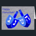 Cartão Hanukkah Sonha Em Azul E Branca De Diversão Para C<br><div class="desc">Azul brilhante e nítidos Dreidels brancos animados estabelece este clássico cartão de saudação Feliz Chanucá como um cartão de feriado para a celebração do seu Festival das Luzes. Cute para filhos de todas as idades, personalize o dentro de linha de assinatura do cartão como uma opção pré-impressa ou desmarque a...</div>