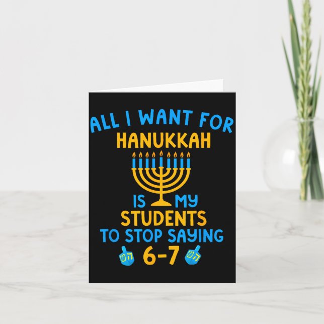Cartão Hanukkah Students Saying 6-7 67 Six Seven Hebrew S (Frente)