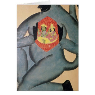 Cartão Hanuman que revela Rama e Sita