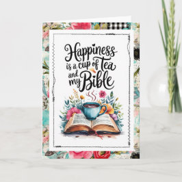 Cartão Happiness Is Tea and My Bible Christian Faith Card